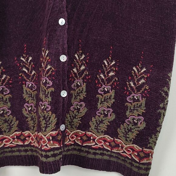 Woolrich Vintage Embroidered Sweater Vest Cardigan in Wine Size XL - Picture 4 of 14